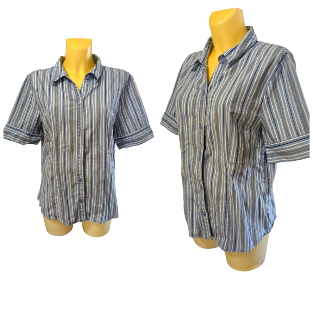 ENVISION STUDIO Blue and White Striped Button Down Shirt